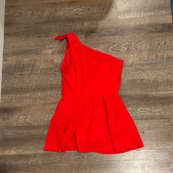 Coco Reef Red Rosaline One-Shoulder Tummy-Control Sarong Swim Dress - Picture 4 of 5